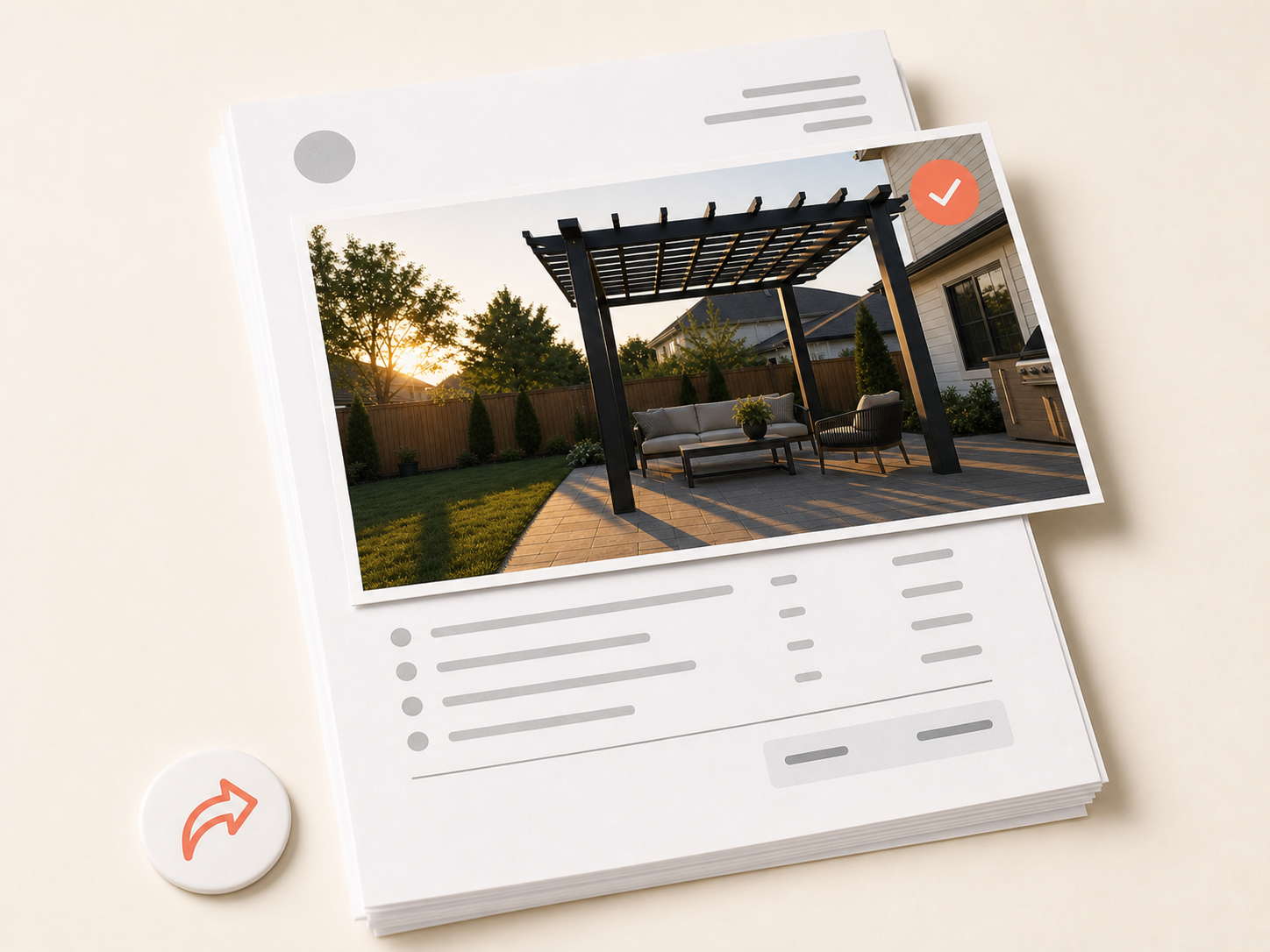 Pergola render placed into a clean quote document